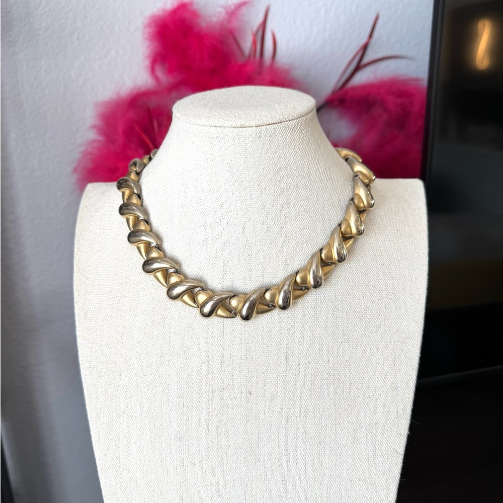 Vintage Edwin Pearl Gold and Silver Necklace - Picture 3 of 8